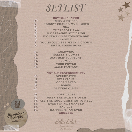 billie eilish setlist